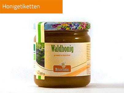 Honigetiketten mit Siegel z.B. für Waldhonig